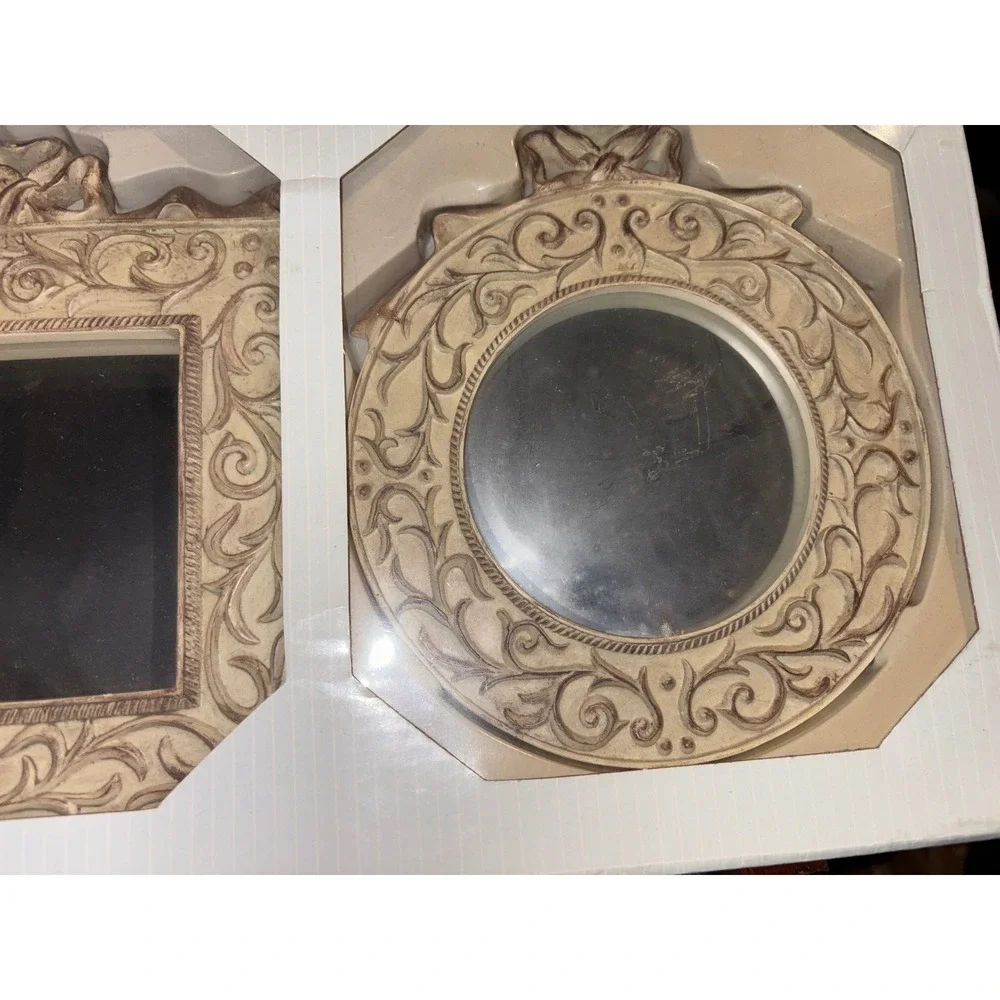 Images Kohls Set of 3 Decorative Wall Mirrors Scrollwork Bow Cream Vintage Style